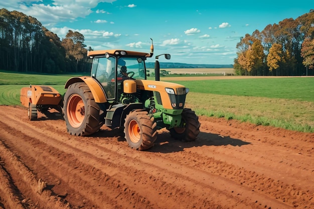 Fondo della carta da parati dell'attrezzatura agricola meccanizzata dell'attrezzatura della terra arabile del trattore pesante dell'azienda agricola