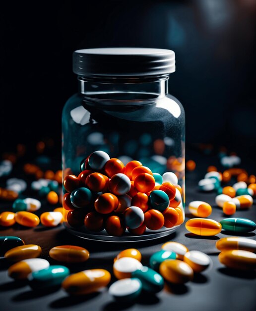 Fondo della carta da parati della medicina della capsula dei granelli delle pillole di prescrizione di ricerca medica scientifica