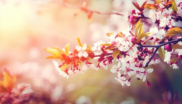 Fondo della natura con i fiori di fioritura della molla AI generativo