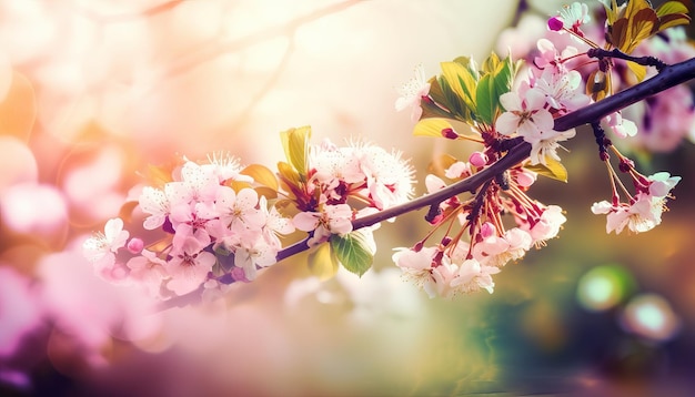 Fondo della natura con i fiori di fioritura della molla AI generativo