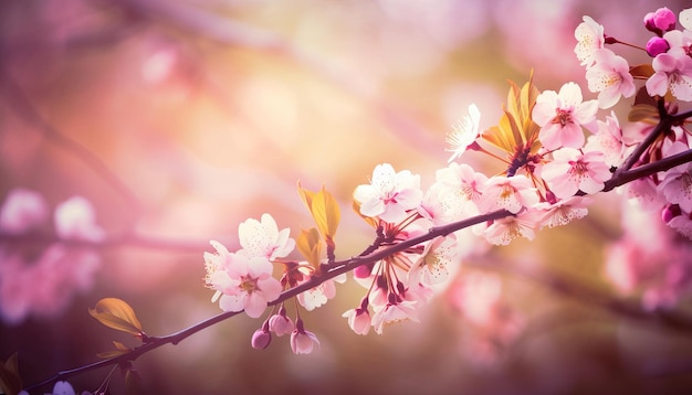 Fondo della natura con i fiori di fioritura della molla AI generativo