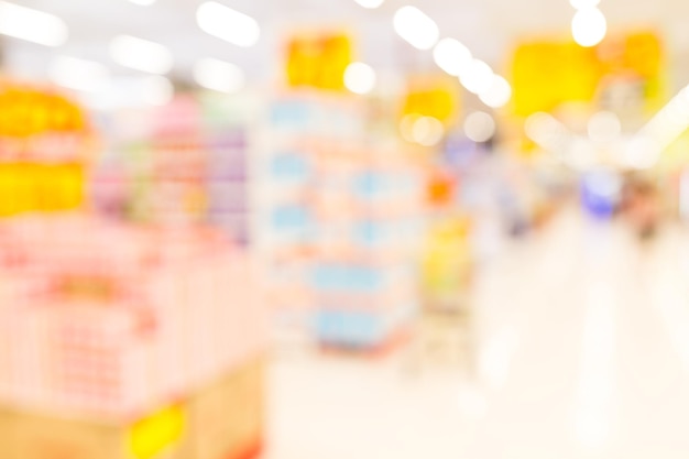 Fondo della sfuocatura del deposito del supermercato con bokeh