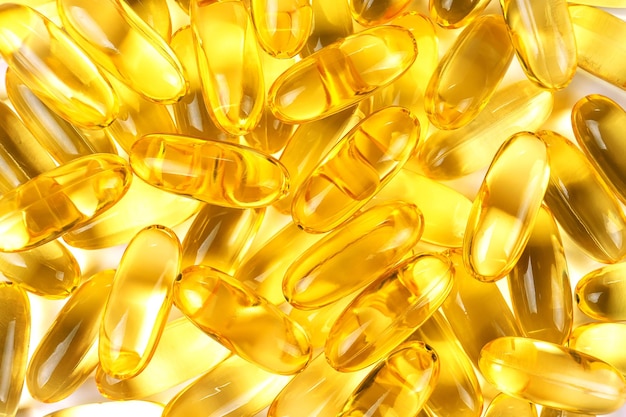 Fondo delle capsule softgel del supplemento dell'olio di pesce di Omega 3