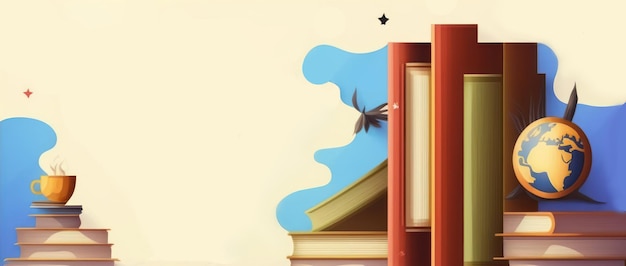 Fondo dello spazio della copia del modello dell'insegna dell'illustrazione grafica della giornata mondiale del libro