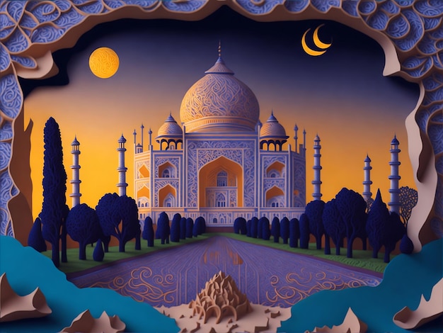 Fondo di arte di vettore di Taj Mahal