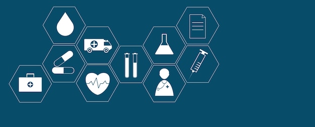 Fondo di concetto di innovazione medica del modello dell'icona di scienza e di assistenza sanitaria