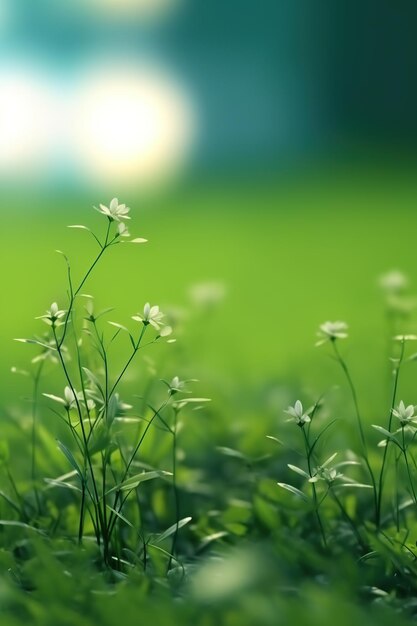 Fondo di erba verde chiaro sfocato AI Generato