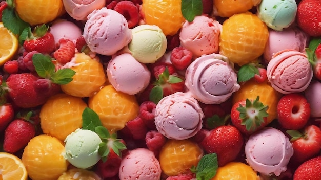 Fondo di gelato fruttato in contenitore