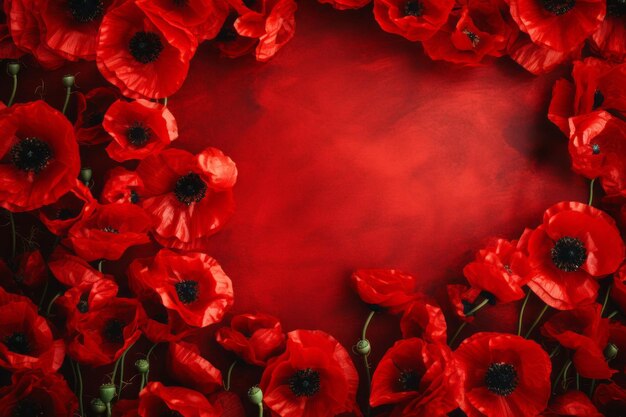 Fondo di papavero rosso simbolo di ricordo per i soldati caduti in guerra