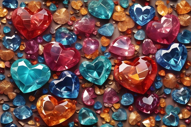 Fondo di pietra preziosa del cuore di cristallo Fondo di pietre preziose del cuore di Cristallo Fondo di cristallo del cuore di kristallo
