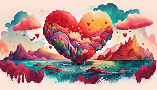 Fondo di San Valentino di colore di acqua