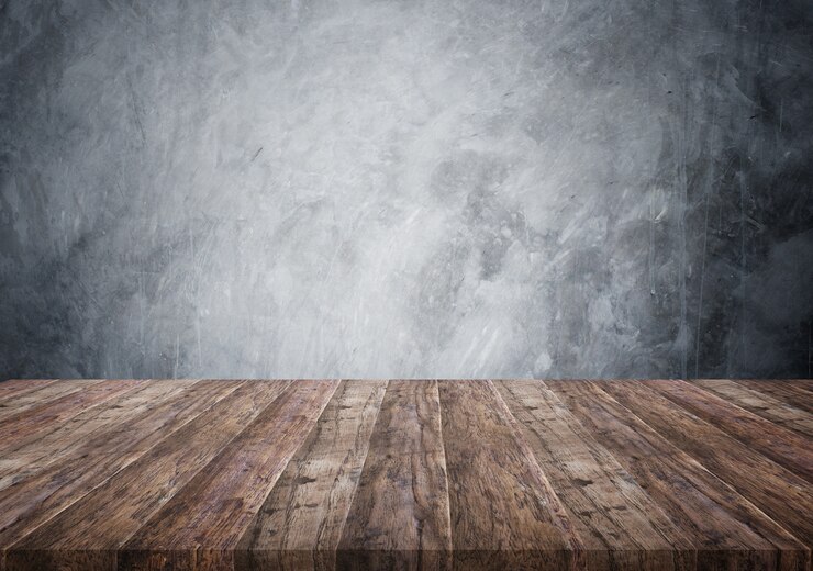 Foto fondo di struttura del cemento di superficie con piano d&#39;appoggio di legno