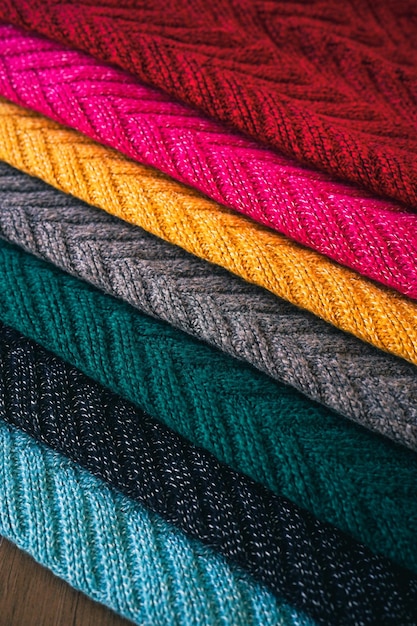 Fondo di struttura del tessuto di lana lavorato a maglia multicolore per l'inverno