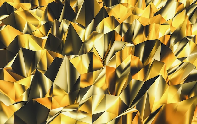 Fondo dorato astratto del triangolo poligonale - Fondo di concetto dei soldi - Rendering 3D