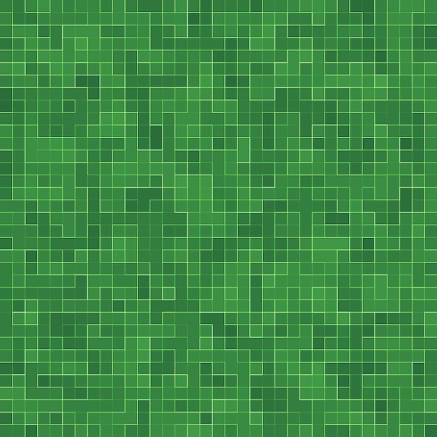 Fondo e struttura della parete del mosaico delle mattonelle del pixel quadrato verde intenso astratto.