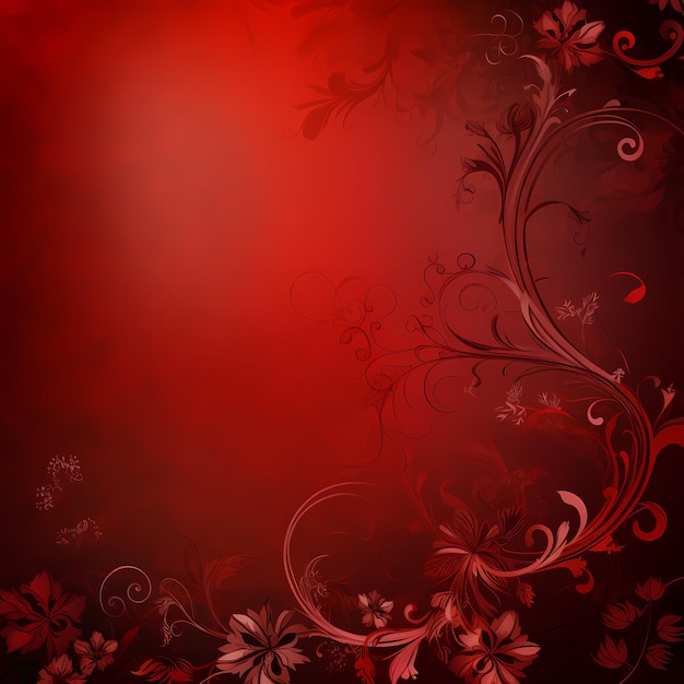 Fondo elegante rosso con l'ornamento del fiore generato ai