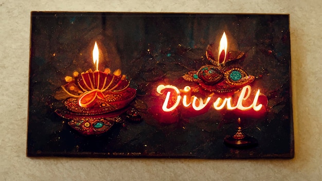 Fondo felice del festival indiano di diwali con le candele