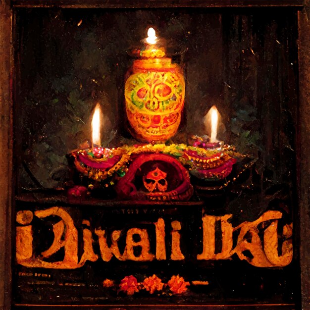 Fondo felice del festival indiano di diwali con le candele