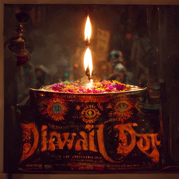 Fondo felice del festival indiano di diwali con le candele