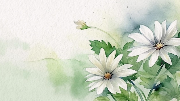Fondo floreale astratto dell'acquerello del fiore bianco su carta