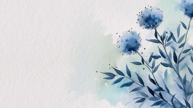 Fondo floreale astratto dell'acquerello del fiore blu su carta