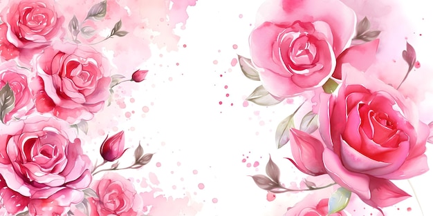 Fondo floreale della rosa di rosa della primavera con l'acquerello