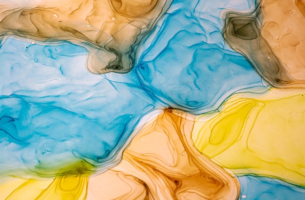 Fondo fluido di colore astratto, pittura ad alcool disegnata a mano, tecnica dell'inchiostro liquido