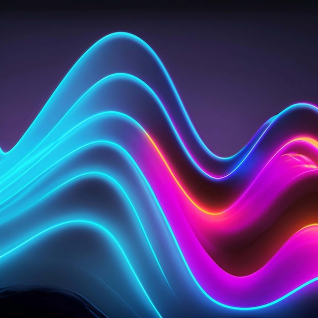 Fondo futuristico astratto con linee d'onda ad alta velocità in movimento al neon blu rosa incandescente