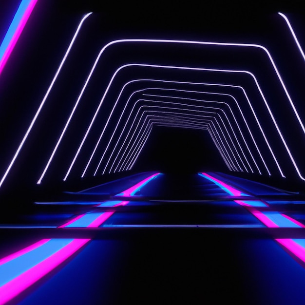 Fondo futuristico scuro astratto I raggi di luce al neon blu riflettono