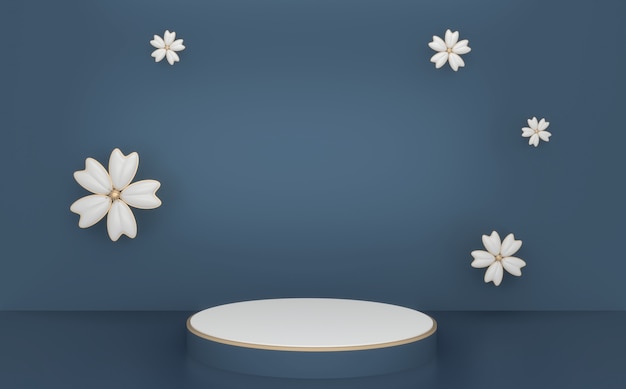 Fondo geometrico astratto blu, rappresentazione di concetto blu del podio di stile giapponese .3d
