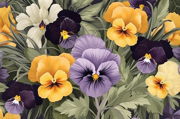 Fondo grafico dell'illustrazione dei fiori unici disegnati a mano vibrante variopinto