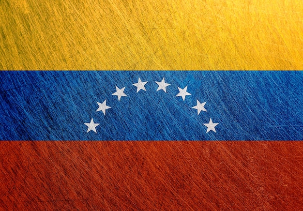 Fondo in acciaio graffiato retrò vintage in metallo bandiera Venezuela