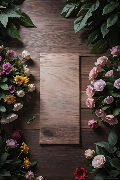 Fondo in legno e fondo del modello dell'insegna dei fiori