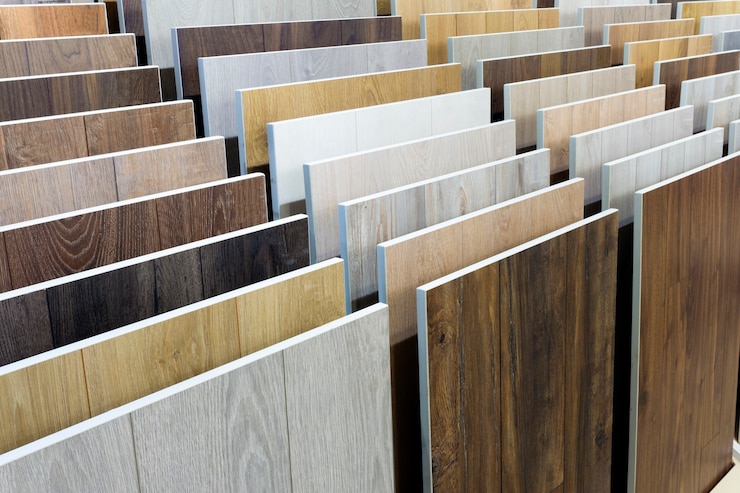 Fondo laminato. Campioni di laminato o parquet con motivo e struttura in legno per pavimenti e interior design. Produzione di pavimenti in legno