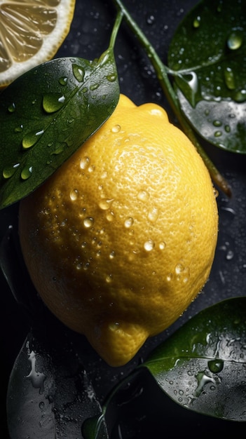 Fondo organico fresco di verticale della frutta del limone