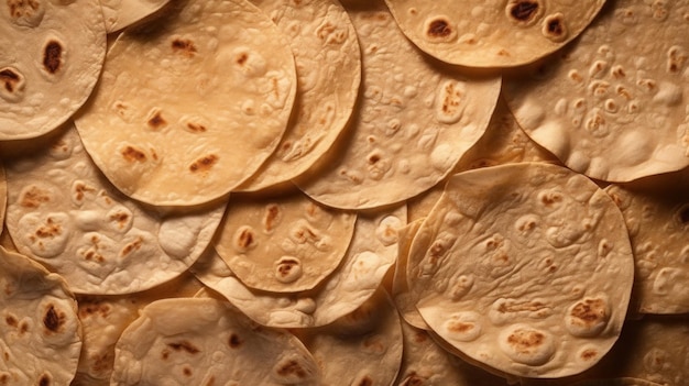 Fondo orizzontale della tortilla appena sfornata