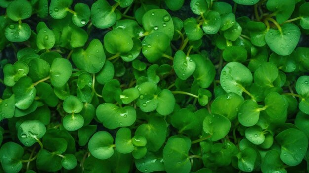 Fondo orizzontale vegetale di crescione organico fresco