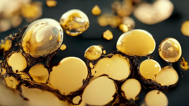 Fondo oro 3d, astratto liquido solido oro scintillante spettacolare