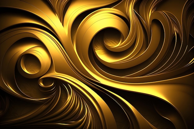 Fondo oro e nero con motivo swirly.