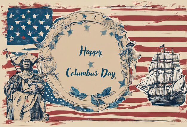 Fondo patriottico dell'insegna felice di Columbus Day