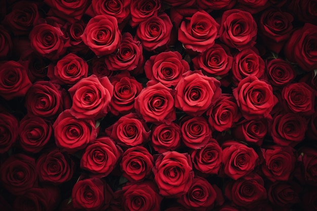 Fondo pieno di rose rosse per il motivo floreale del giorno di San Valentino