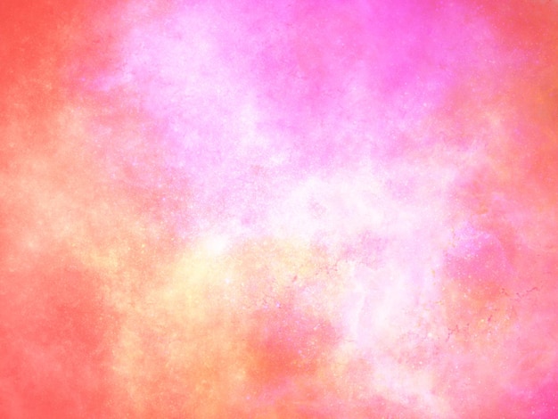 Fondo rosa-arancio astratto cosmico che imita spruzzi di polvere colorata di vernice