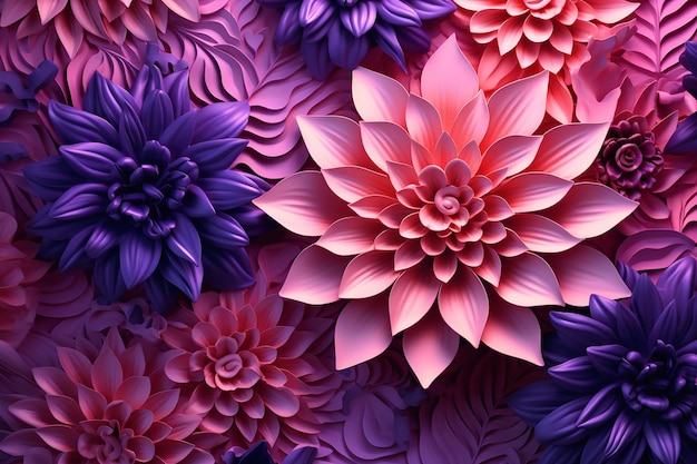 Fondo rosa e porpora dei fiori 3D