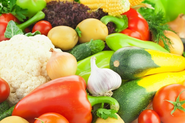 Fondo sano dell'alimento delle verdure fresche organiche