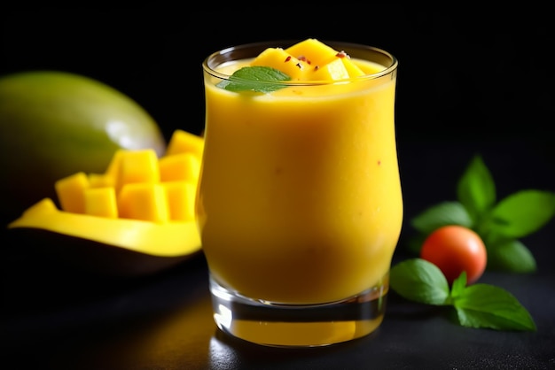 Fondo scuro del frullato di mango