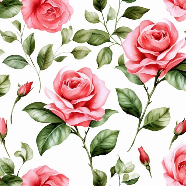 Fondo senza cuciture dei modelli dell'acquerello dei fiori della rosa