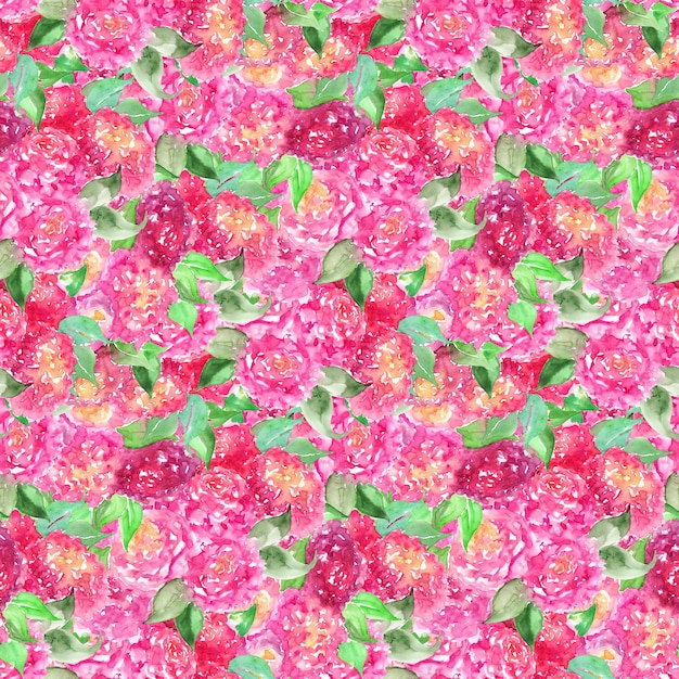 Fondo senza cuciture floreale di struttura del modello del fiore della peonia rosa rosa dell'acquerello