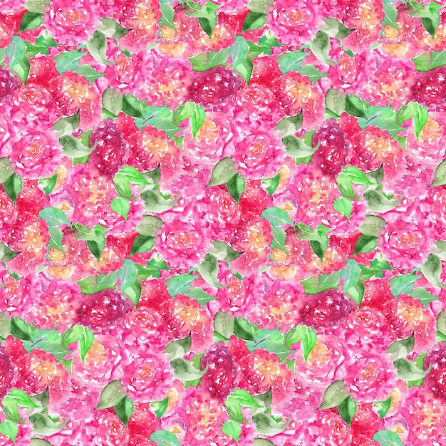 Fondo senza cuciture floreale di struttura del modello del fiore della peonia rosa rosa dell'acquerello