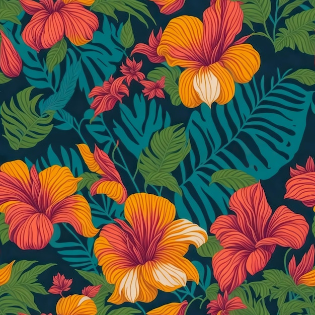 Fondo variopinto del modello dei fiori tropicali