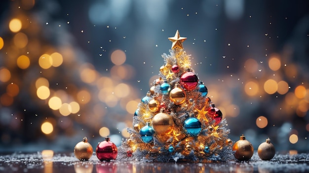 Fondo variopinto di giorno di Buon Natale con l'albero di Natale